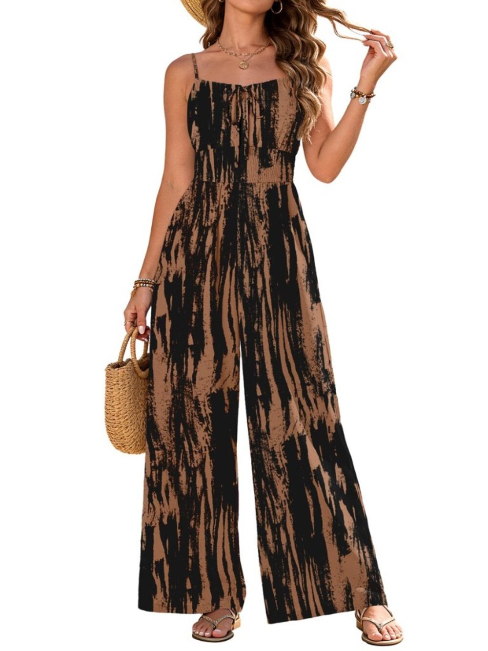 Womens Jumpsuits 2026 Casual Spaghetti Strap Wide Leg Long Pants Rompers One